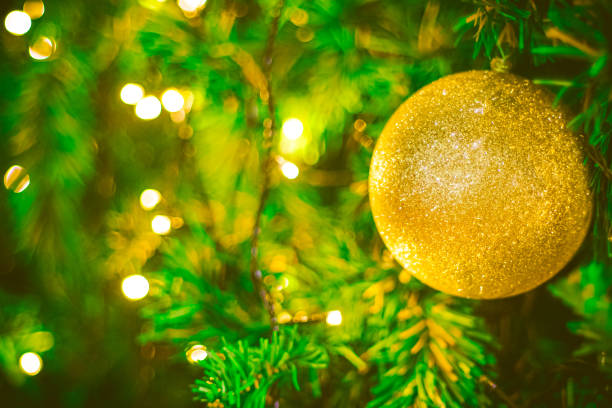 istock Christmas ball decoration on Colorful blur bokeh background 1347223402