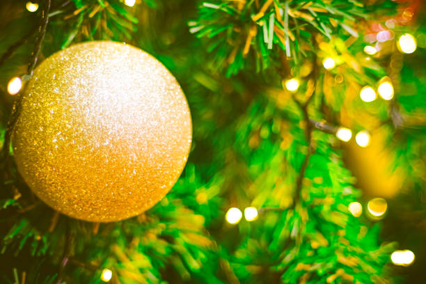istock Christmas ball decoration on Colorful blur bokeh background 1347223405