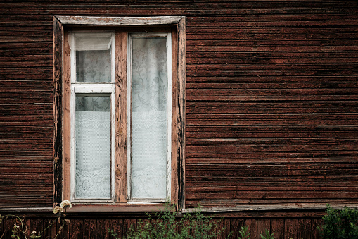Old house window. wooden texture. copy space