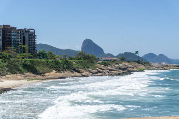 Known for its half-moon-shaped beaches, Copacabana is one of Rio's most lively areas. The sandy beaches and mosaic-tiled promenade attract locals and tourists to enjoy a variety of 24-hour activities. conocida por sus playas en forma de media luna, copacabana es una de las zonas más animadas de río. las playas de arena y el paseo marítimo de azulejos de mosaico atraen a lugareños y turistas para disfrutar de una variedad de actividades las 24 horas.