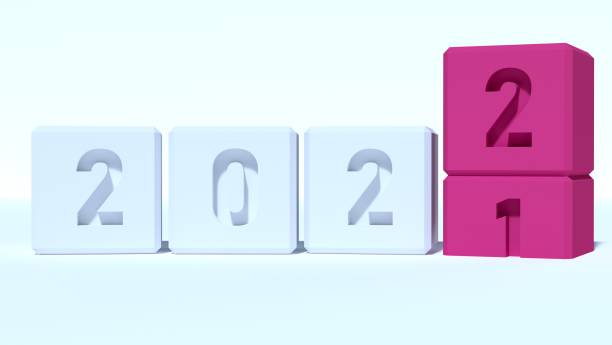 istock White blocks with number 2021 to 2022. New year concept. Copy space. White background 1347226617