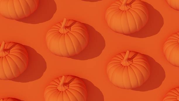 3d render. orange pumpkins on orange background.