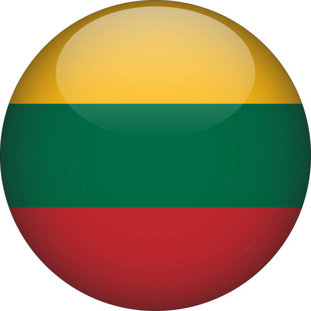ilustrações, clipart, desenhos animados e ícones de ícone do botão bandeira do país arredondado lituânia 3d - bandeira da lituânia