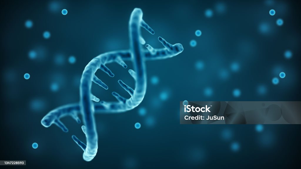 DNA Strand. Double helix structure. Biotechnology and medical background Genomics Stock Photo