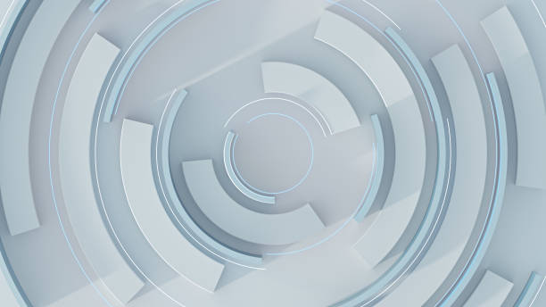 istock Glowing white futuristic circular shape 3D rendering illustration 1347229744