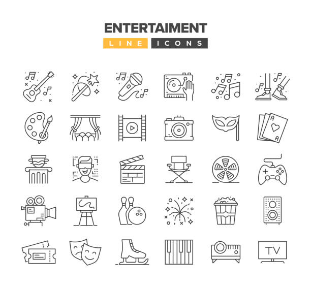 Entertainment Line Icon Set Entertainment Line Icon Set cinematography stock illustrations