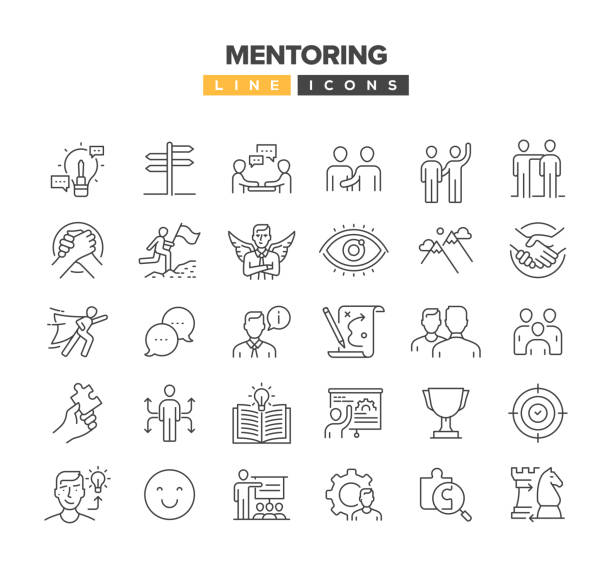 Mentoring Line Icon Set Mentoring Line Icon Set mentorship stock illustrations