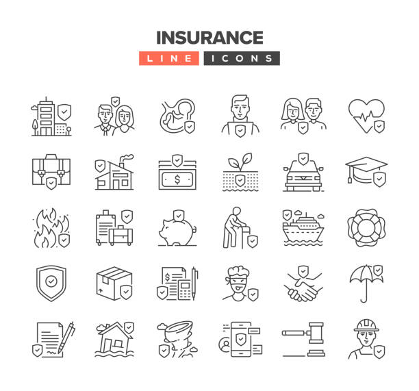 Insurance Line Icon Set Insurance Line Icon Set health shield stock illustrations