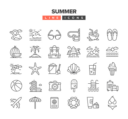 Summer Line Icon Set