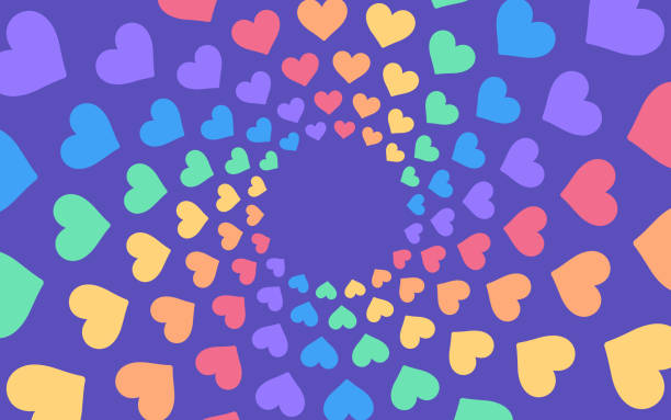 ハーツ lgbtqia + 背景サークルフレームパターン - love heart shape i love you holiday点のイラスト素材／クリップアート素材／マンガ素材／アイコン素材