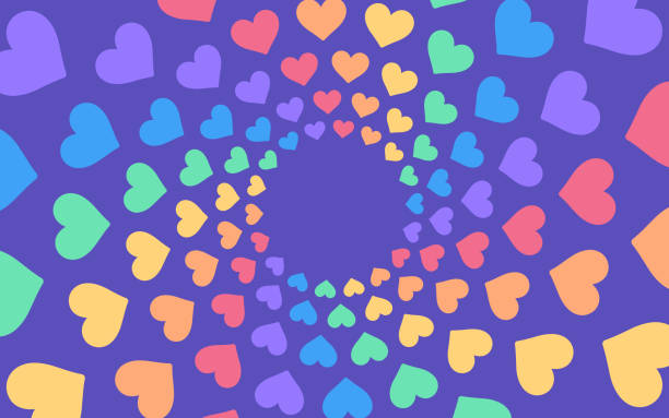 Hearts LGBTQIA+ Background Circle Frame Pattern Heart shape LGBTQIA+ abstract circle frame design background. internet dating stock illustrations