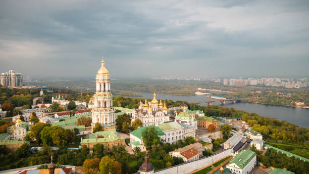 The Holy Dormition Kiev-Pechersk Lavra The Holy Dormition Kiev-Pechersk Lavra is one of the first monasteries in Kievan Rus. One of the most important Orthodox shrines, the third Lot of the Mother of God. dnieper river stock pictures, royalty-free photos & images