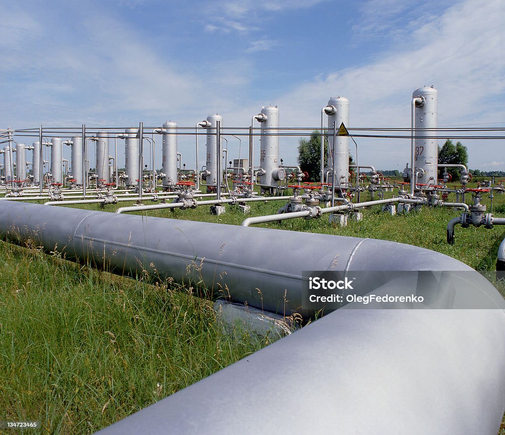 Gas industry Gas industry, natural gas transmission to customers  Blue Stock Photo