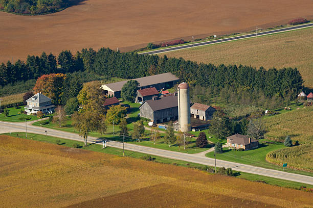 Widok z lotu ptaka zdjęcia farm – zdjęcie