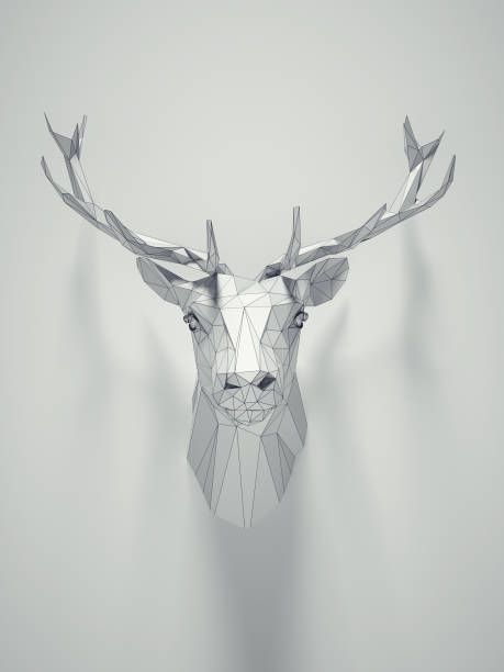 istock Polygonal deer head on white background. Wilderness and wanderlust concept.  This is a 3d render illustration 1347236278