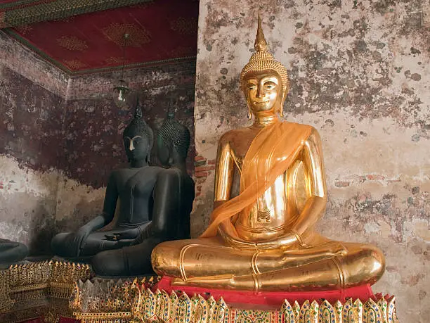 Two ancient Buddha statues in Wat Suthut