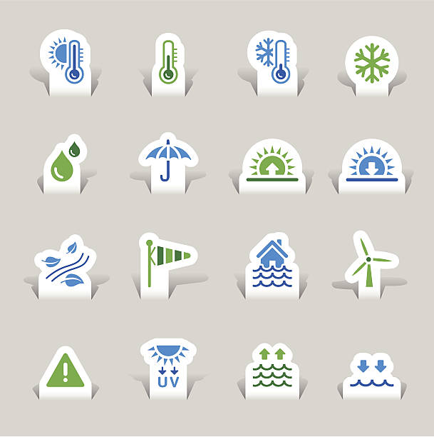 papier schnitt-wetter-icons - lowering sky stock-grafiken, -clipart, -cartoons und -symbole