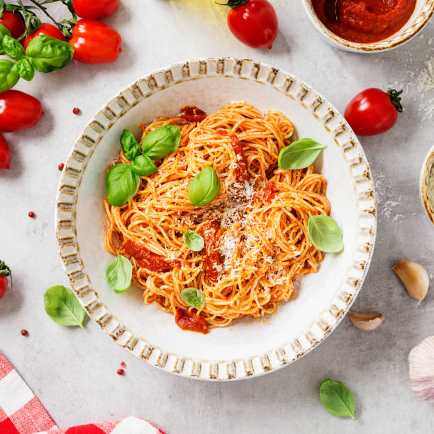 istock classic italian spaghetti pasta with tomato sauce 1347243620