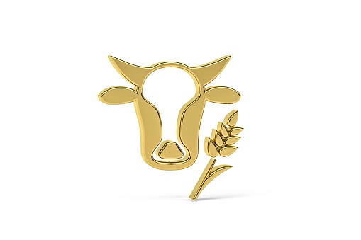 Golden 3d farming icon isolated on white background - 3d render