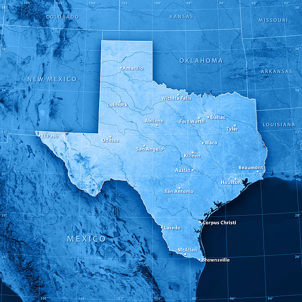 texas città mappa topografica - map gulf of mexico cartography usa foto e immagini stock