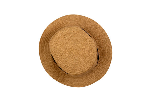 istock Panama hat with summer top view isolated on white background. 1347248219