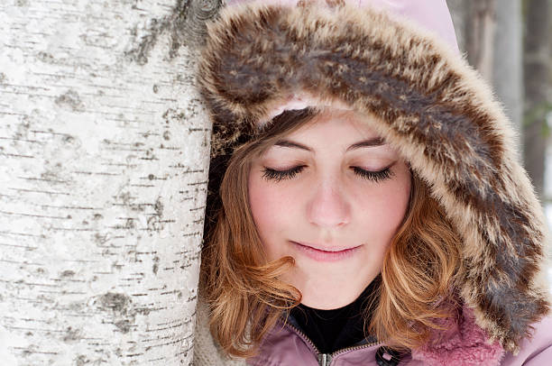 istock Woman in Winter Forest 134724846