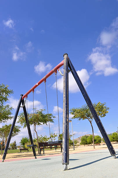 istock Old Wood Frame Swings on Playground 134725076