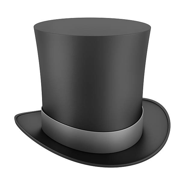 istock black top hat with gray strip isolated on white background 134725159