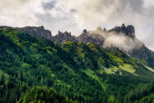 Elferspitze in austrian Stubai Alps in clouds. Elferspitze in austrian Stubai Alps in clouds. neustift im stubaital stock pictures, royalty-free photos & images