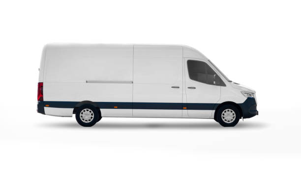 istock Side View of  Long White Commercial Delivery Van - Isolated On White Background 1347254393