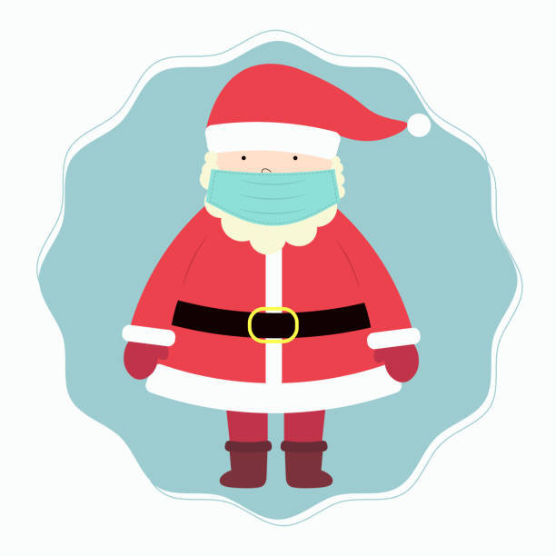 istock Cute cartoon Santa Claus in a mask 1347256043