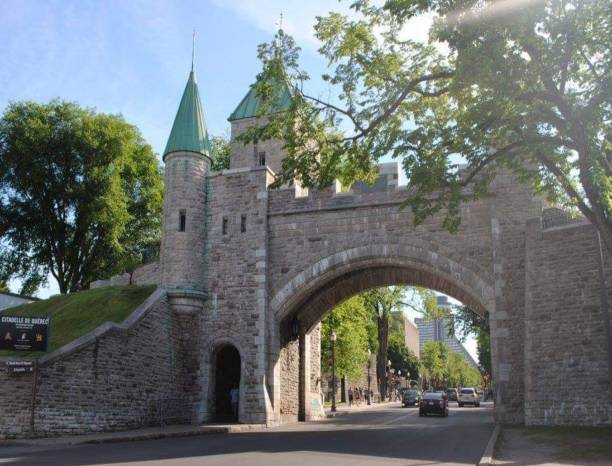 Porte Saint-Louis in English Sant Louis Gate, Quebec, Canadá stock photo
