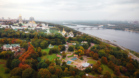 A beautiful view from above on the banks of the Dnieper in Kiev