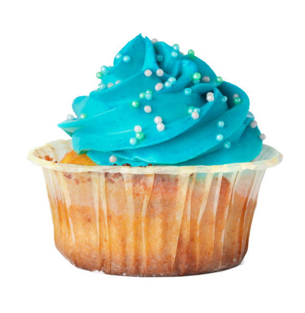 istock Tasty cupcake with cream top isolated on white background 1347259268