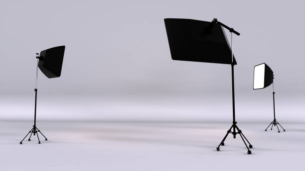 istock hoto studio with lighting equipment flash spotlight and softbox. 1347260494