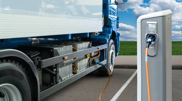 istock Electric truck with charging station 1347261502