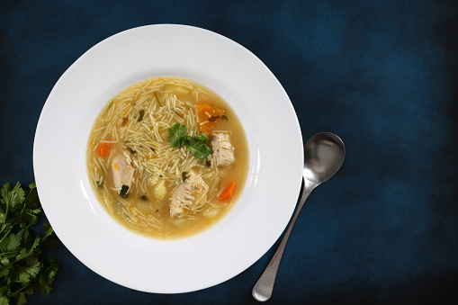 Chicken and Noodle Soup. High resolution image 45Mp using Canon EOS R5 with associate macro lens