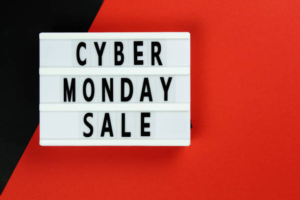 istock Cyber Monday sale text on lightbox on a red background 1347262636