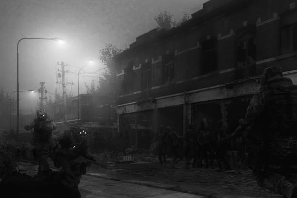 istock Hordes of zombies on the streets 1347263249