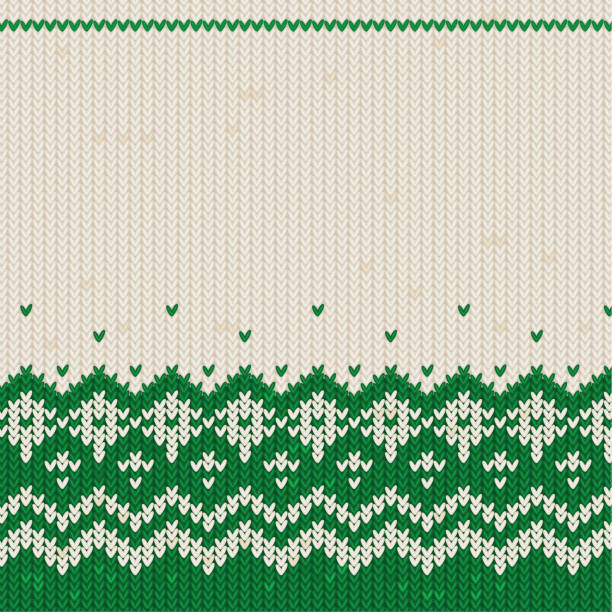 stricke grün-weiße weihnachtspullover textur. hässliche pullover-party. - knitting stock-grafiken, -clipart, -cartoons und -symbole