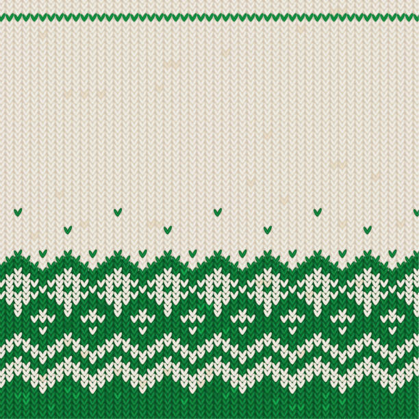 ilustrações de stock, clip art, desenhos animados e ícones de knitted green and white christmas sweater texture. ugly sweater party. - tricotar