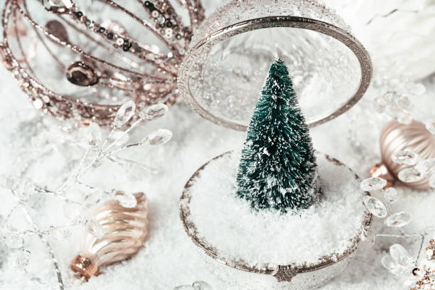 istock Christmas white vintage decorations and crystal baubles 1347264544