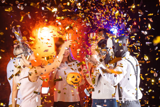 istock People dancing on Halloween party 1347264817