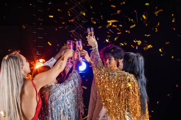 istock Friends making a clink of champagne 1347264829