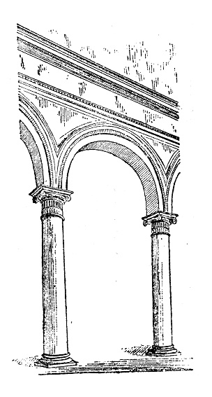 Antique illustration: Column and arch