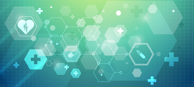 Abstract Modern Hexagonal Medical Background Design. Geometric abstract background with hexagons. Honeycomb, science and technology vector illustration