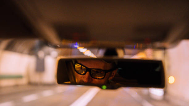istock Night ride through illuminated tunnel. Passenger POV 1347271459