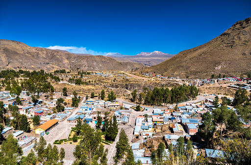 Cityscape of Chivay town at the Colca Canyon in Peru