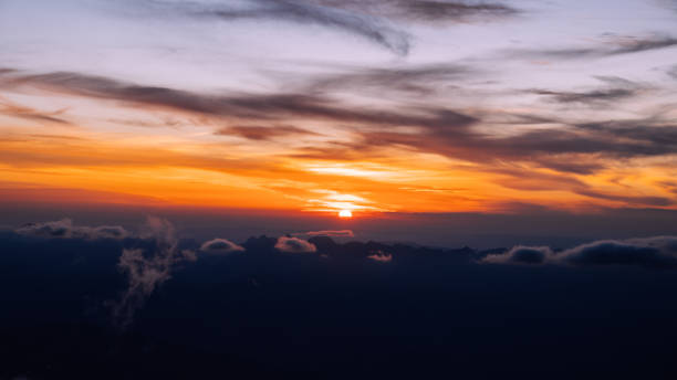istock Majestic sharp peak. Snowy mountain landscape against sunset sky 1347272749