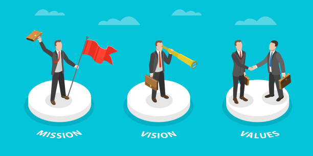 3D Isometric Flat Vector Conceptual Illustration of Mission, Vision And Values 3D Isometric Flat Vector Conceptual Illustration of Mission, Vision And Values, Business Strategy spy games stock illustrations